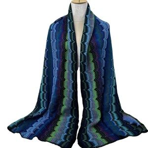 Cejon Blue Purple Colorful Knit Scarf